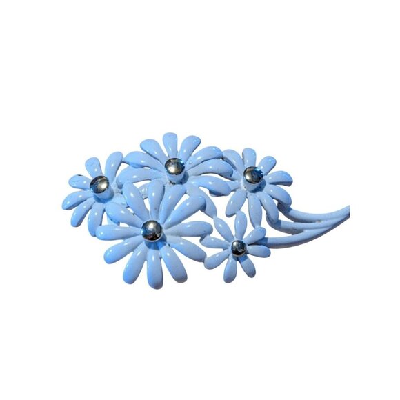 Vintage Monet White Enamel Gold Tone Daisy Flowers Bunch Pin Brooch - Picture 3 of 5